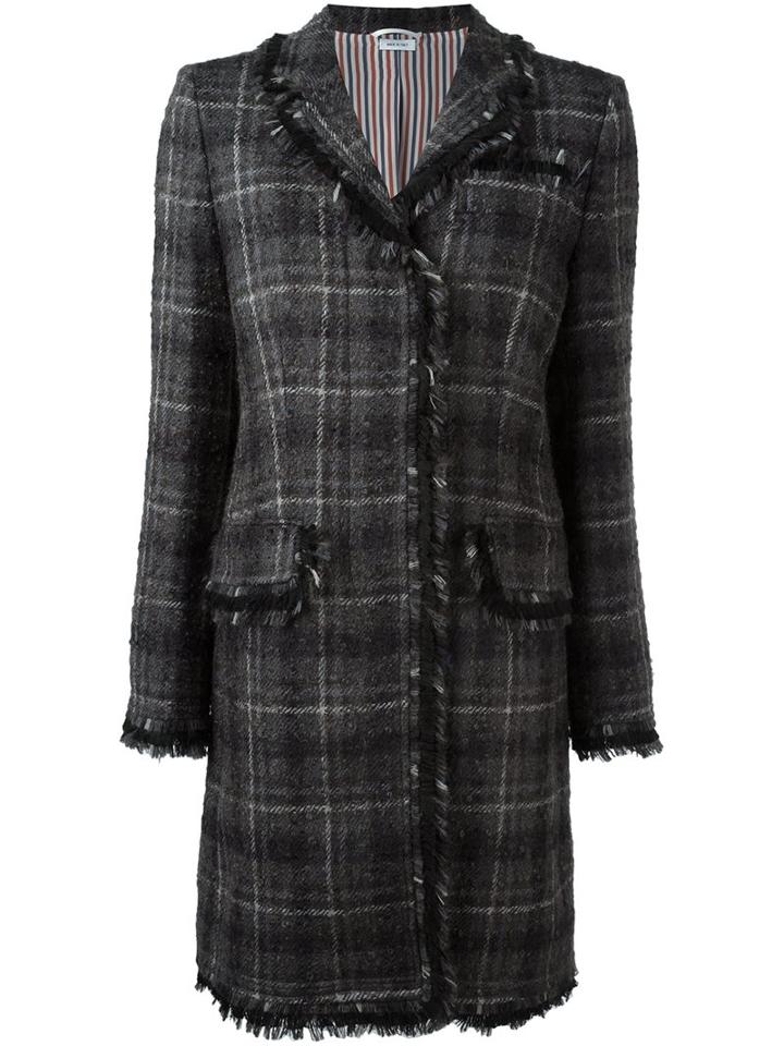 Thom Browne Windowpane Check Tweed Coat