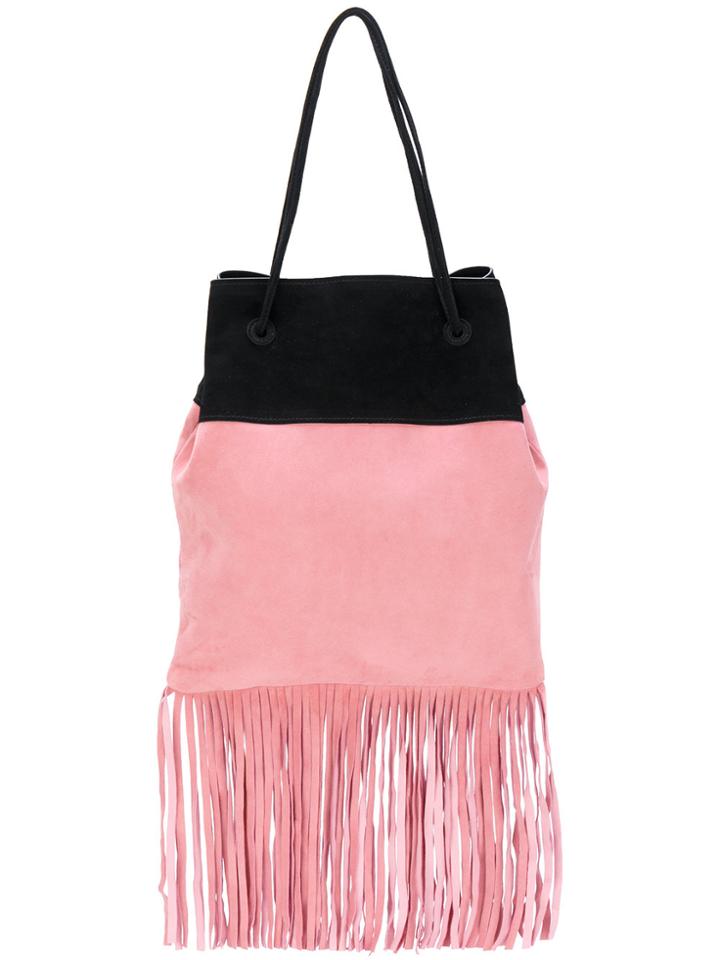 Prada Fringe-trimmed Camoscio Bag - Pink & Purple
