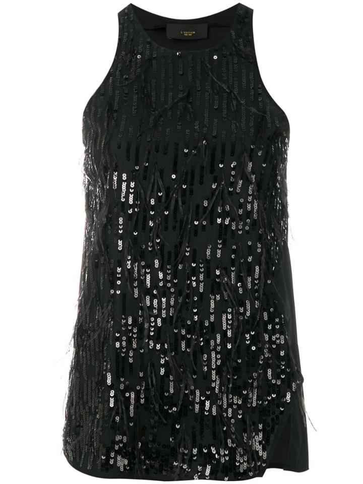Lédition Sequin Embellished Tank Top - Black