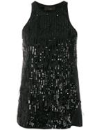 Lédition Sequin Embellished Tank Top - Black