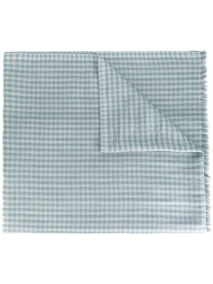 Loro Piana Checked Scarf, Men's, Grey, Silk/cashmere