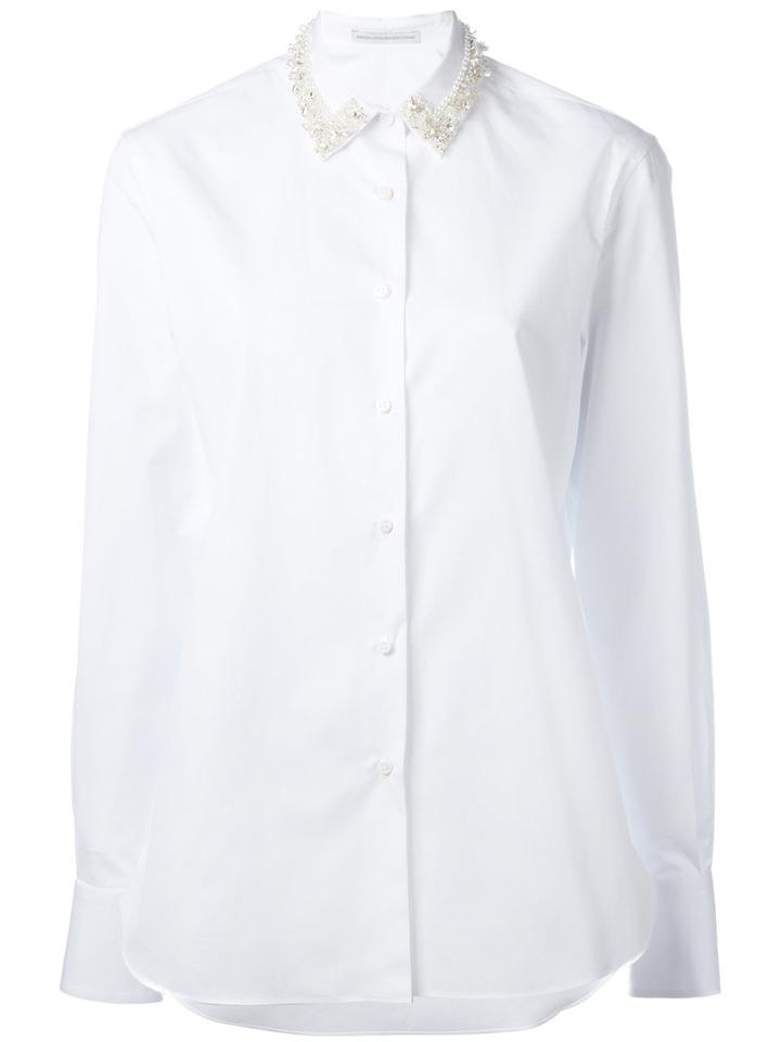Ermanno Scervino Embellished Collar Shirt, Women's, Size: 48, White, Cotton