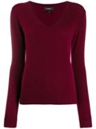 Theory Cashmere V-neck Pullover - Red