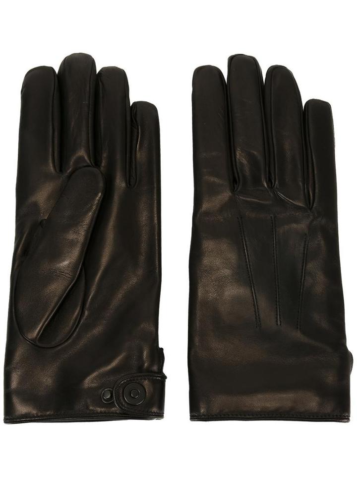 Lanvin Classic Gloves, Men's, Size: 21.6, Black, Leather/cashmere/wool