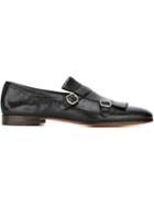 Santoni Classic Monk Shoes, Men's, Size: 8.5, Black, Leather/calf Leather