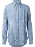 Gitman Vintage Wrinkled Button Down Shirt, Men's, Size: S, Blue, Linen/flax