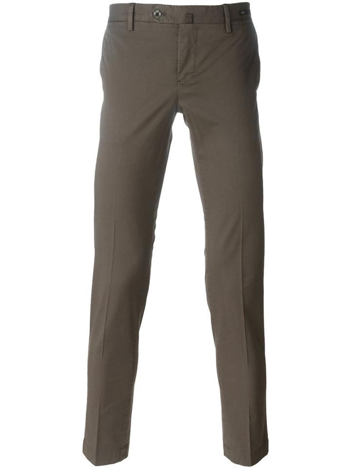 Pt01 Slim Chino Trousers, Men's, Size: 46, Green, Cotton/linen/flax/spandex/elastane