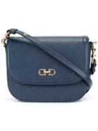 Salvatore Ferragamo Gold Clasp Shoulder Bag, Women's, Blue, Leather