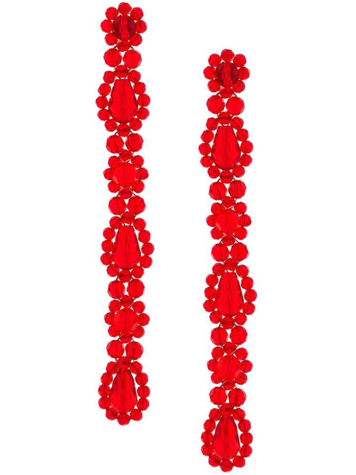 Simone Rocha Beaded Drop Earrings - Red