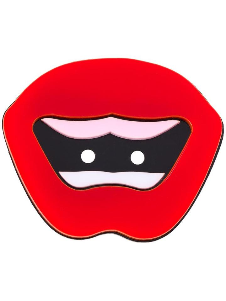 Yazbukey Lip Motif Brooch, Women's, Red