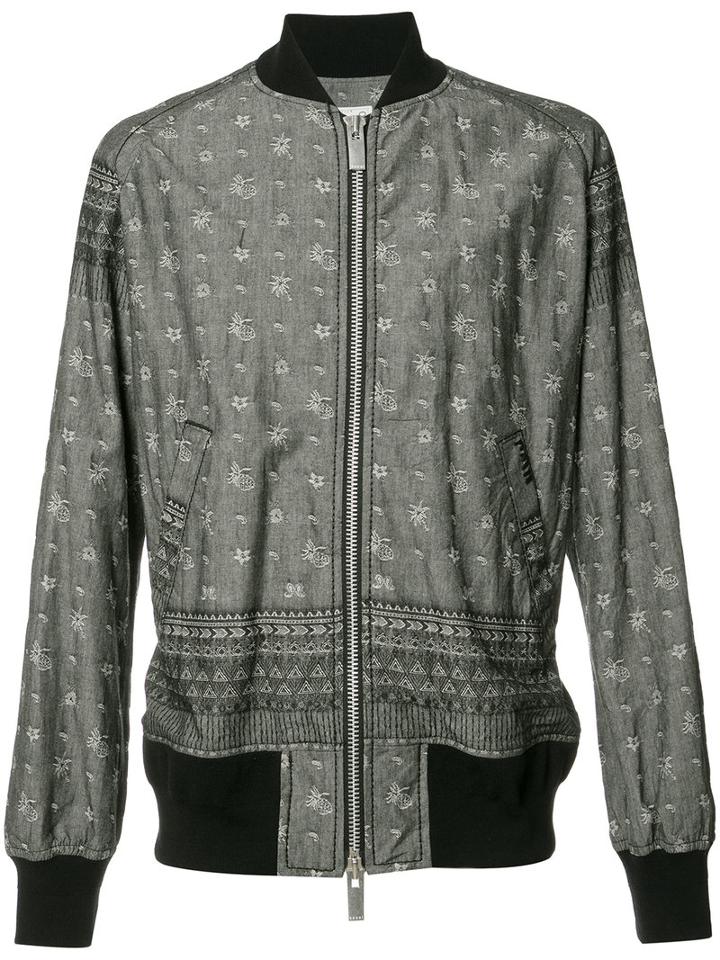 Sacai Printed Bomber Jacket, Men's, Size: 3, Black, Cotton/polyester