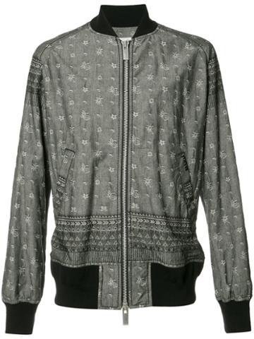 Sacai Printed Bomber Jacket, Men's, Size: 3, Black, Cotton/polyester