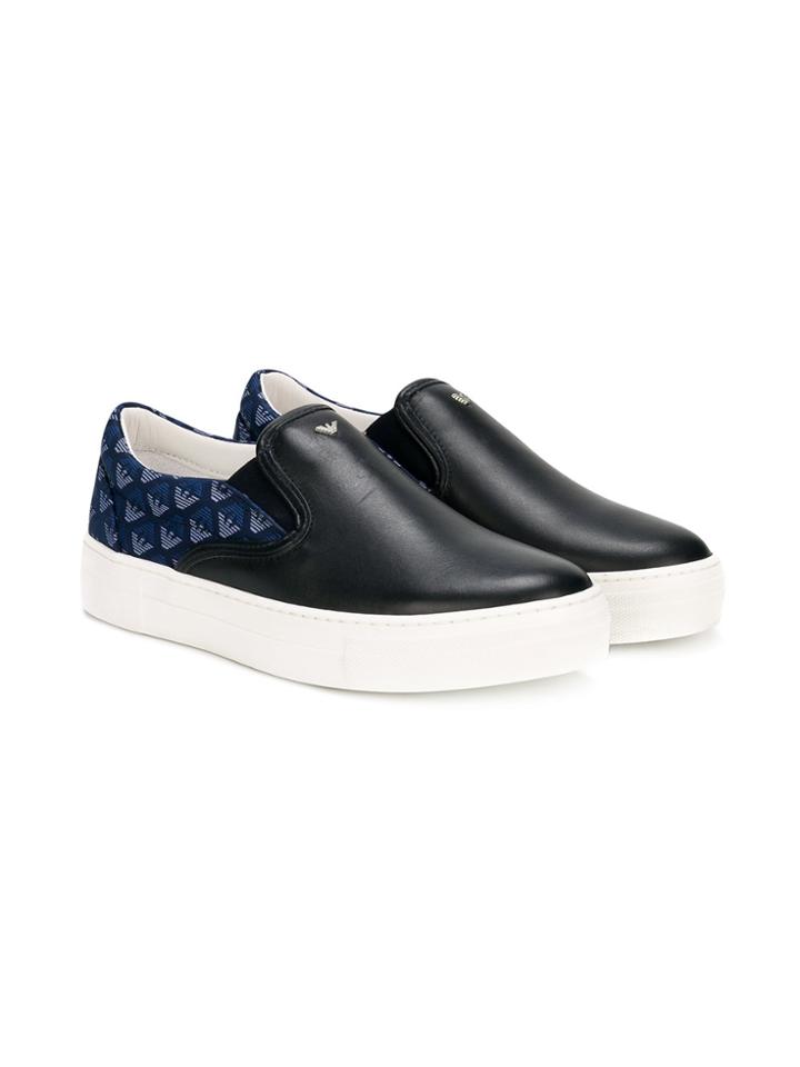 Armani Junior Branded Slip-on Sneakers - Blue