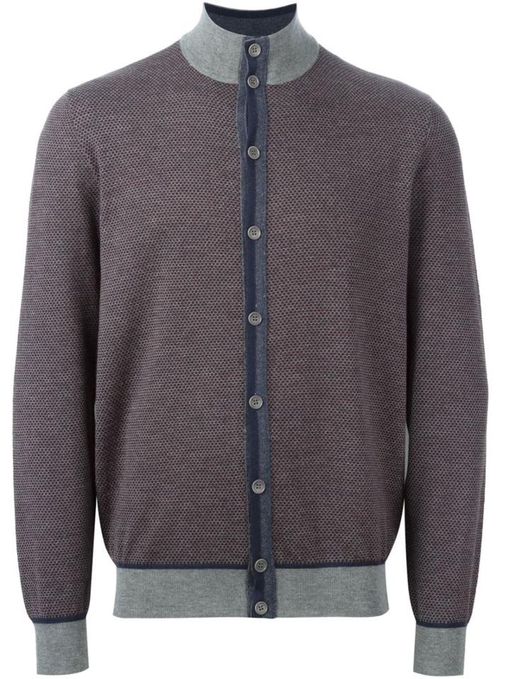 Loro Piana Cashmere Contrasting Detail Cardigan, Men's, Size: 54, Grey, Cashmere