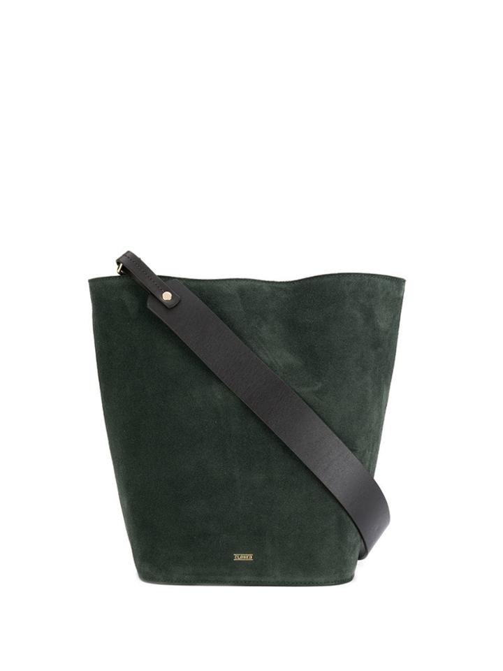 Closed Contrasting Strap Shoulder Bag - Green