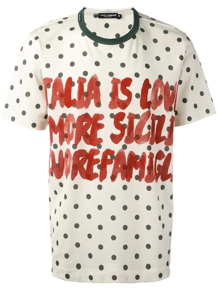 Dolce & Gabbana 'italia' T-shirt, Men's, Size: 50, Nude/neutrals, Cotton