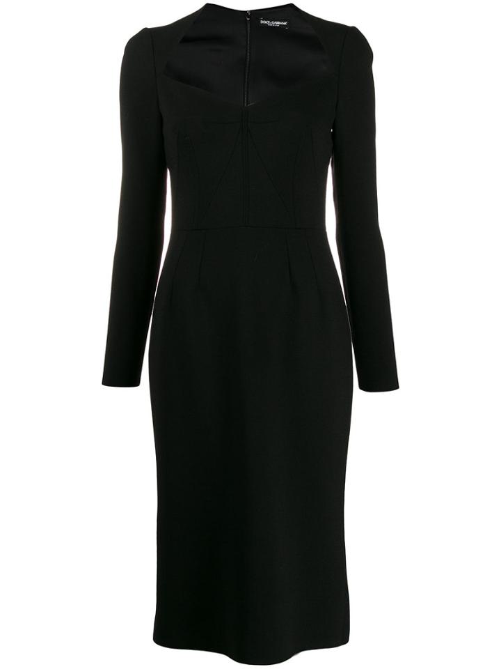 Dolce & Gabbana Long Sleeve Pencil Dress - Black