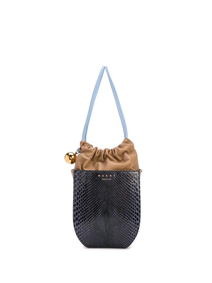 Marni Snakeskin Effect Bucket Bag - Blue
