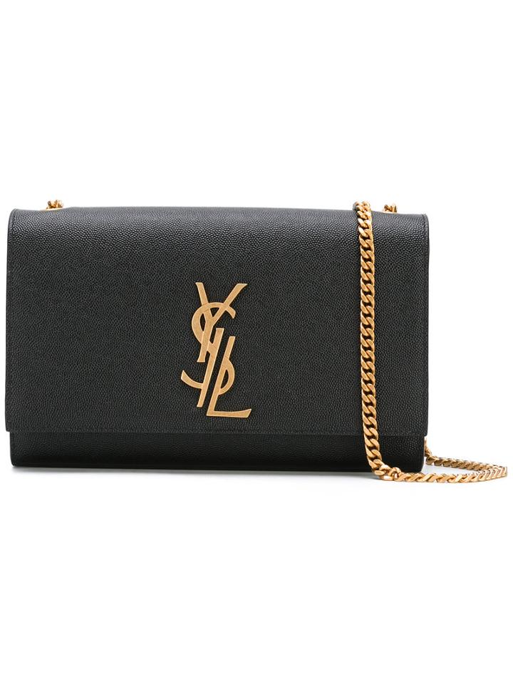 Saint Laurent Branded Shoulder Bag, Women's, Black, Leather