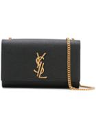 Saint Laurent Branded Shoulder Bag, Women's, Black, Leather