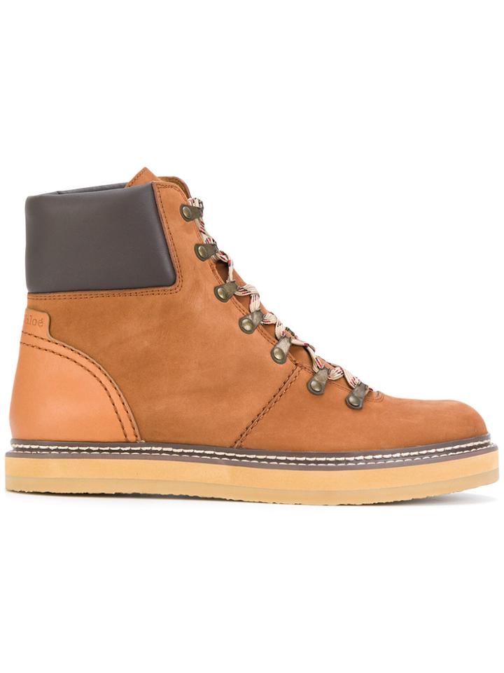 See By Chloé Lace-up Mountain Boots - Brown