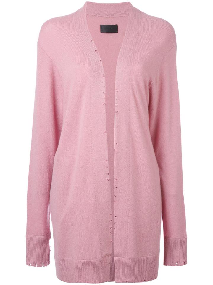 Rta - Distressed Cardigan - Women - Cashmere - Xs, Pink/purple, Cashmere