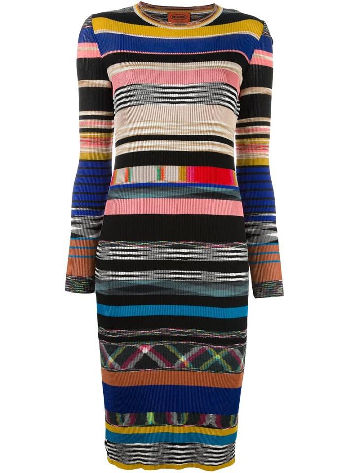 Missoni Striped Fitted Midi Dress, Women's, Size: 42, Nylon/rayon/wool