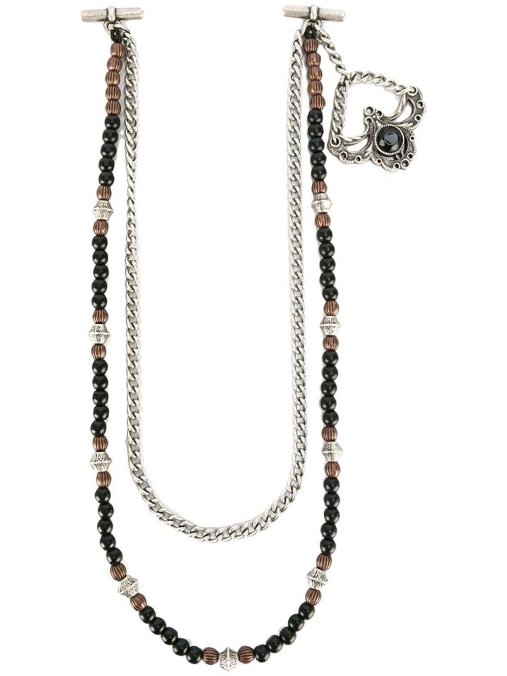 Tagliatore Bead And Chain Necklace - Black