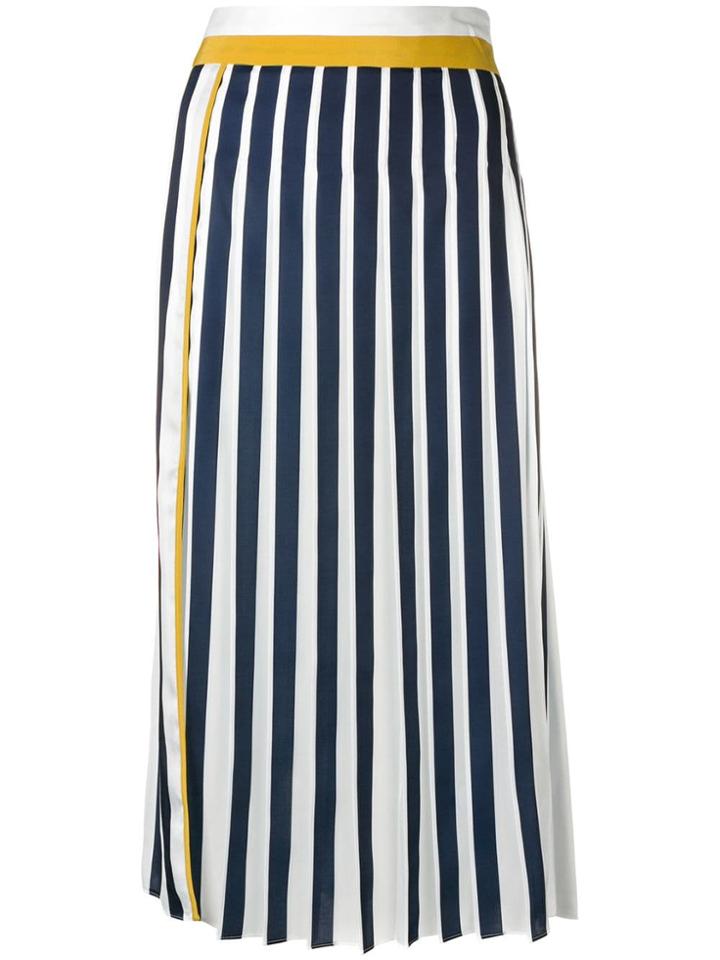 Victoria Victoria Beckham Coloublock Pleated Midi Skirt - White