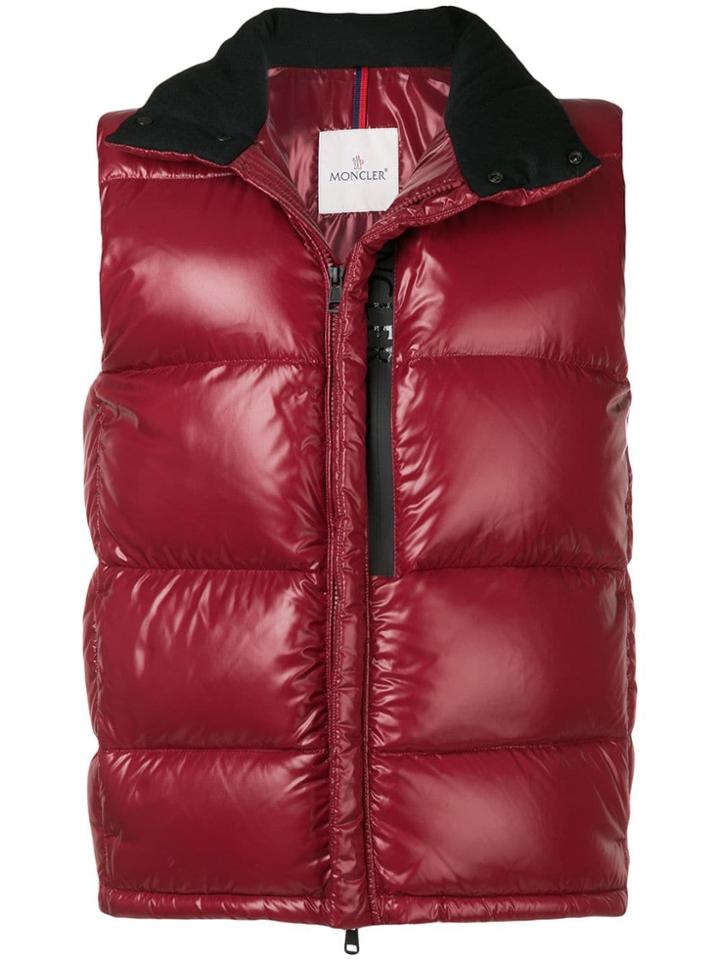 Moncler Contrast Stripe Padded Gilet - Red