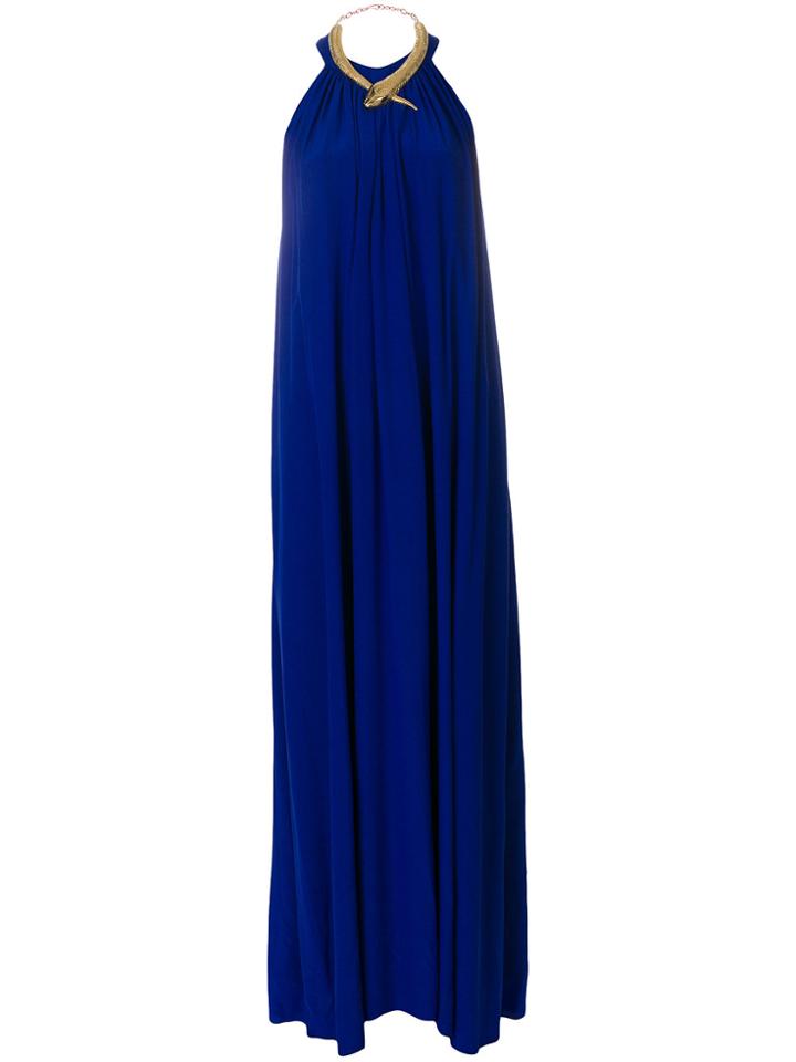 Elena Makri Snake Neck Detail Gown - Blue