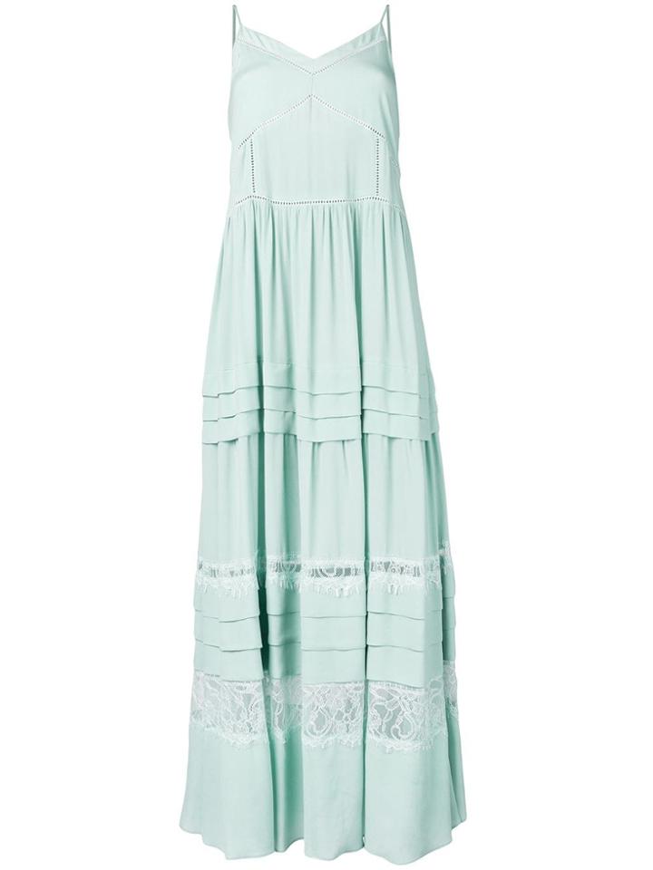 Twin-set Lace Panel Tiered Maxi Dress - Green