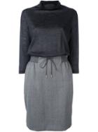 Fabiana Filippi Cowl Neck Contrast Dress, Women's, Size: 44, Grey, Cotton/polyester/spandex/elastane/polybutylene Terephthalate (pbt)