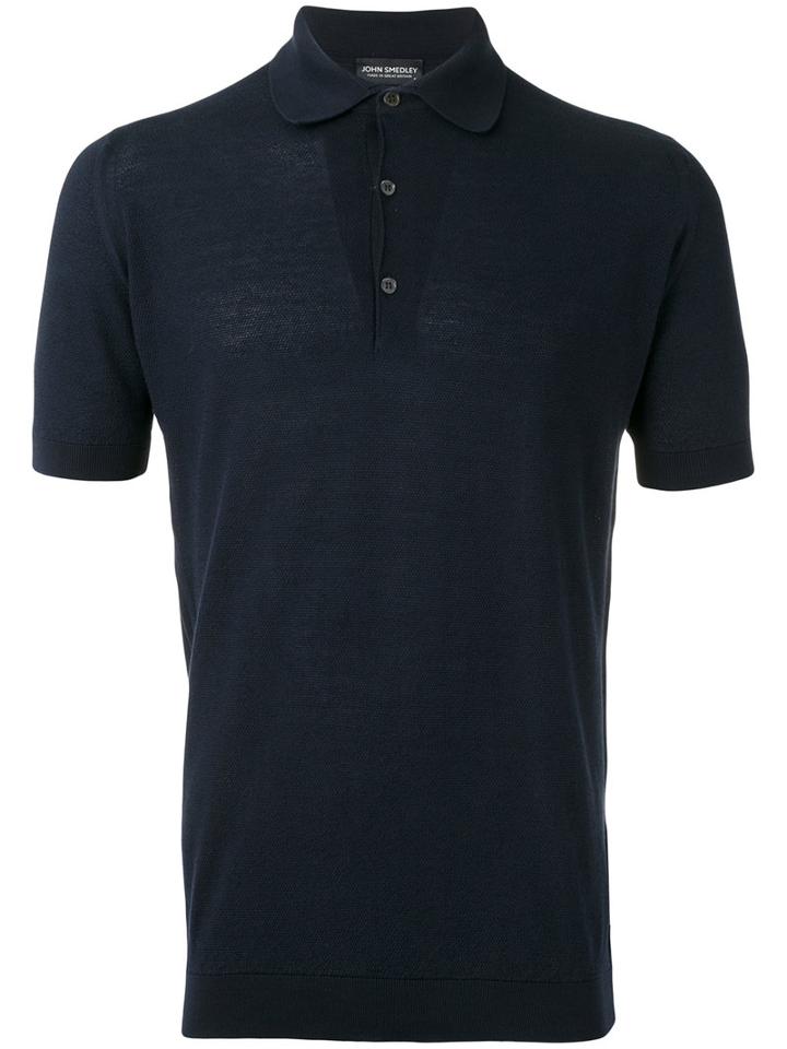 John Smedley Polo Shirt, Men's, Size: Medium, Blue, Cotton