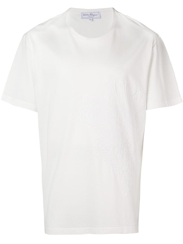 Salvatore Ferragamo Embossed Flower T-shirt - White