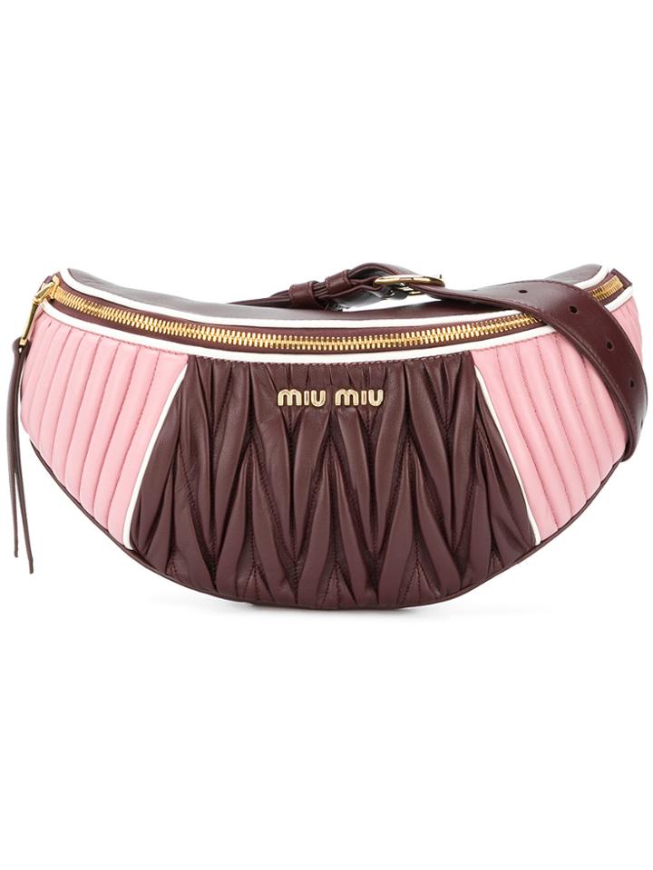 Miu Miu Pink And Brown Rider Leather Belt Bag - Pink & Purple