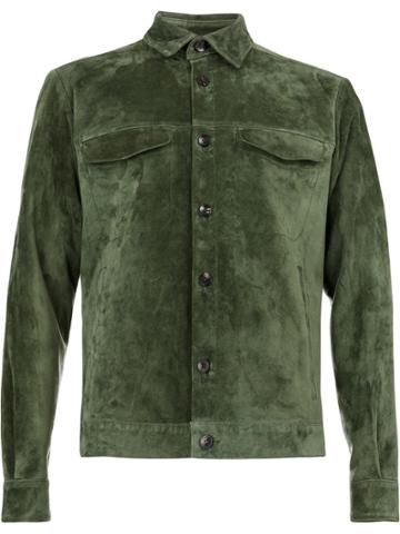 Ajmone Leather Shirt Jacket - Green