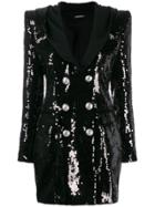 Balmain Buttoned Sequin Dress - Black