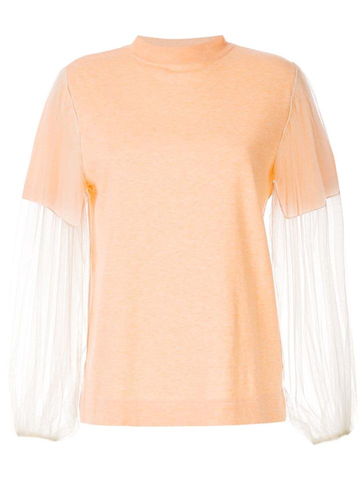 Tu Es Mon Trésor Tulle Sleeve T-shirt - Orange
