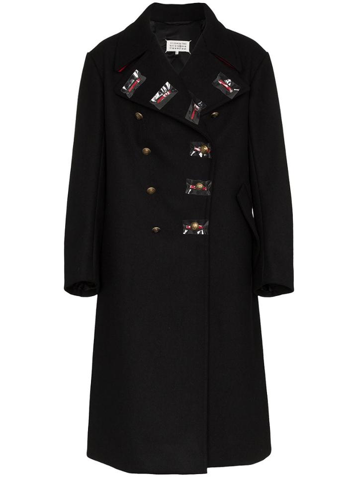 Maison Margiela Compact Double-breasted Long Wool Coat - Black