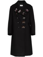 Maison Margiela Compact Double-breasted Long Wool Coat - Black