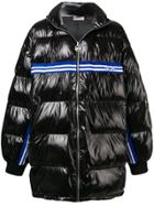 Gcds Logo Stripe Padded Coat - Black