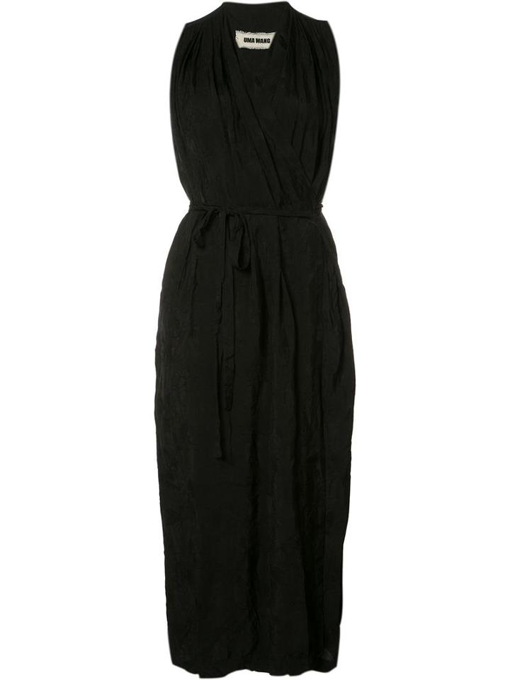 Uma Wang Sleeveless Wrap Dress, Women's, Size: Medium, Black, Cupro