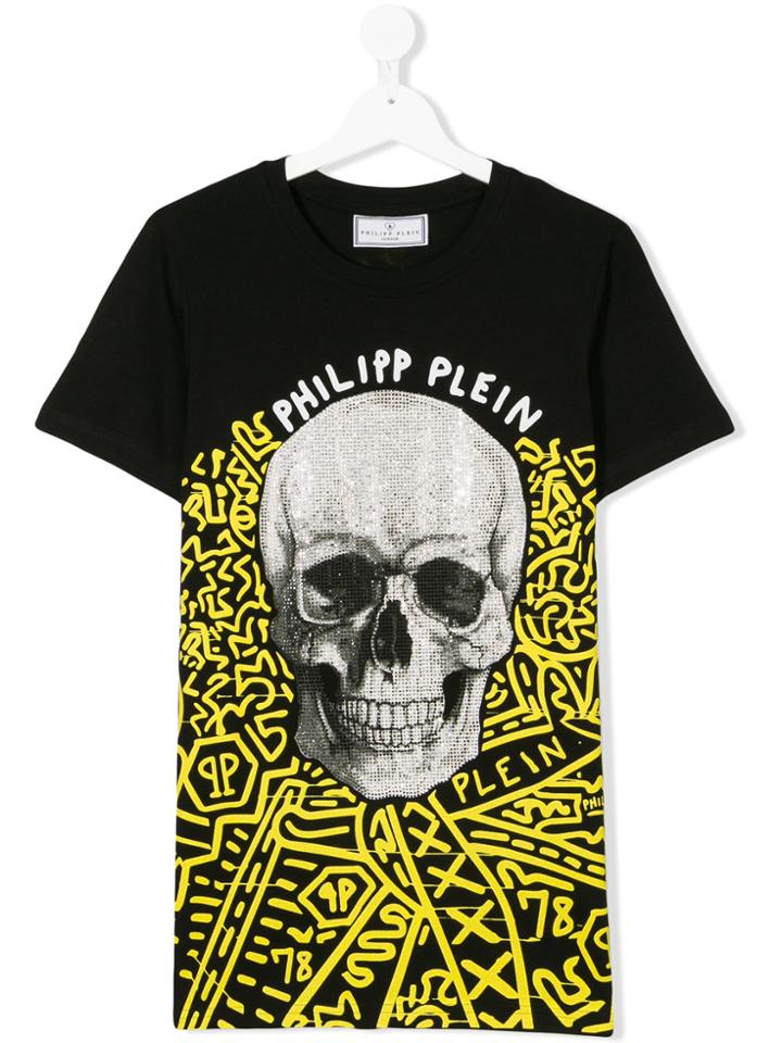 Philipp Plein Junior Teen Skull Print T-shirt - Black