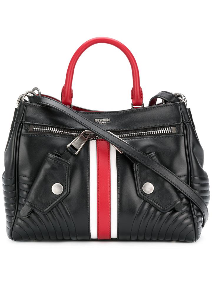 Moschino Web Striped Shoulder Bag - Black