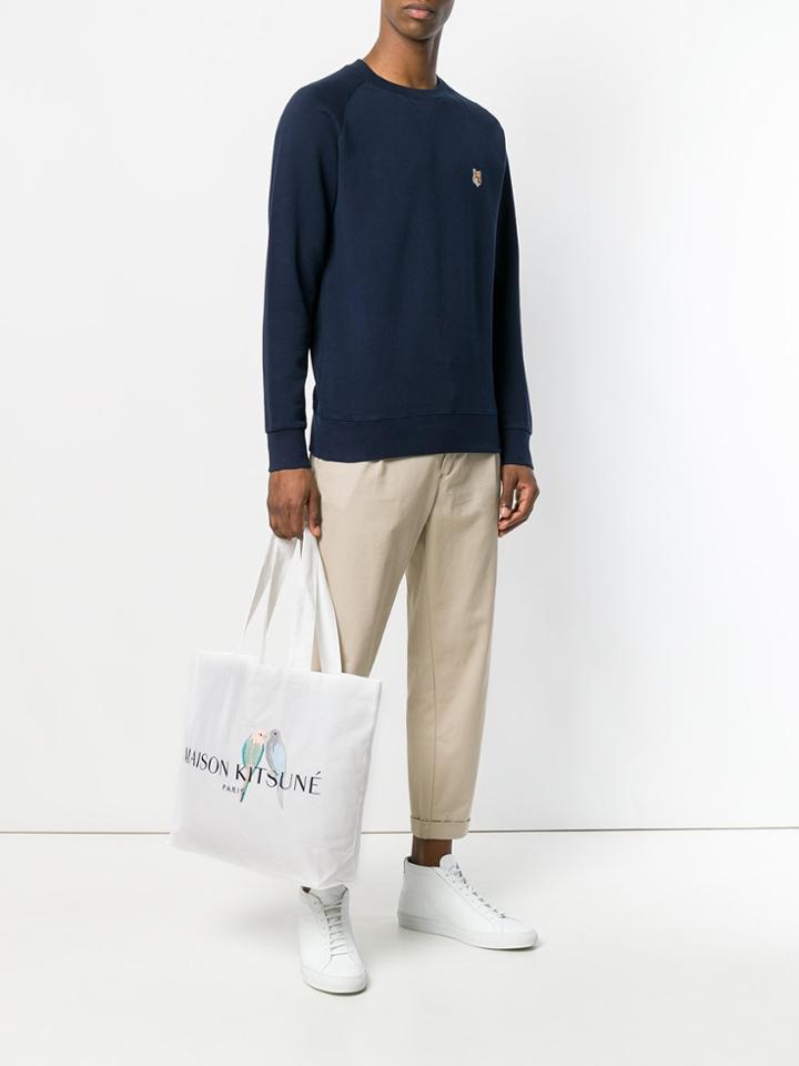 Maison Kitsuné Love Birds Tote Bag - White