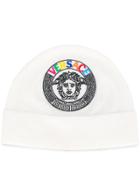Versace Medusa Embroidered Logo Beanie - White