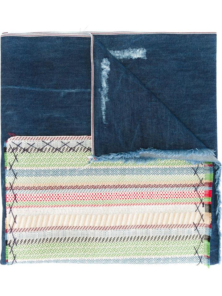 Ermanno Gallamini Patched Shawl, Blue, Cotton
