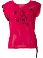 Hache - Rose Print T-shirt - Women - Cotton - 42, Pink/purple, Cotton