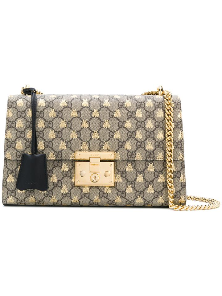 Gucci Padlock Gg Bees Shoulder Bag - Nude & Neutrals
